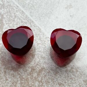 Discontinued Tawapa Red Glass Faceted Double Flared Heart Plugs in 5/8 inch 16mm
